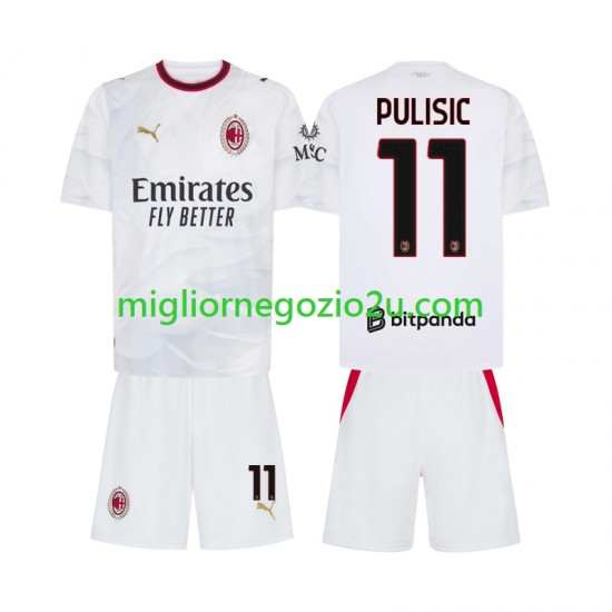 Maglia AC Milan Pulisic 11 Bambino Trasferta Divisa 2026-2027 Manica Corta