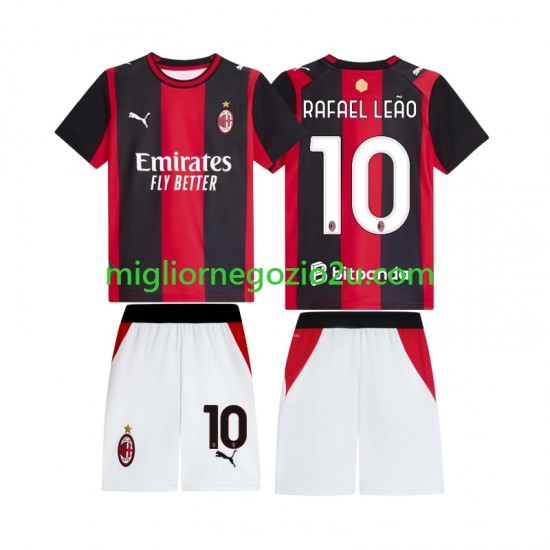 Maglia AC Milan Rafael Leao 10 Bambino Casa Divisa 2026-2027 Manica Corta