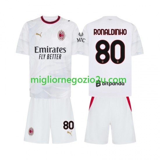Maglia AC Milan Ronaldinho 80 Bambino Trasferta Divisa 2026-2027 Manica Corta