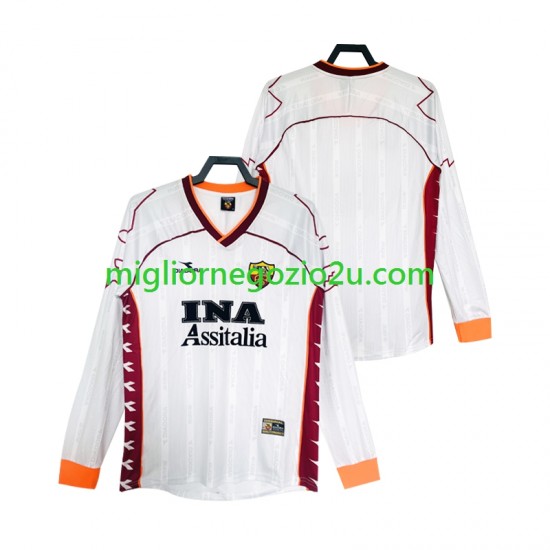 Maglia AS Roma 2000 Retro Uomo Trasferta Divisa 1999 Manica Lunga