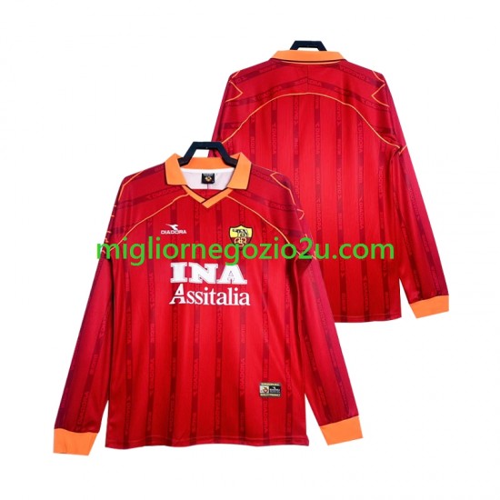 Maglia AS Roma 2000 Retro Uomo Casa Divisa 1999 Manica Lunga