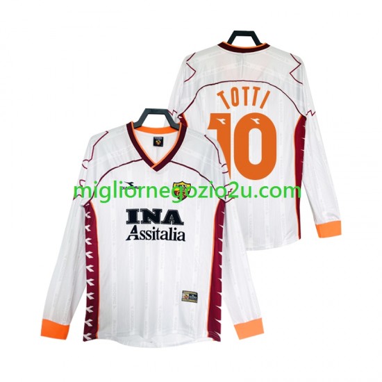 Maglia AS Roma Totti 10 2000 Retro Uomo Trasferta Divisa 1999 Manica Lunga