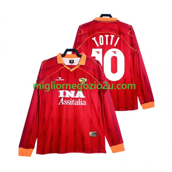 Maglia AS Roma Totti 10 2000 Retro Uomo Casa Divisa 1999 Manica Lunga
