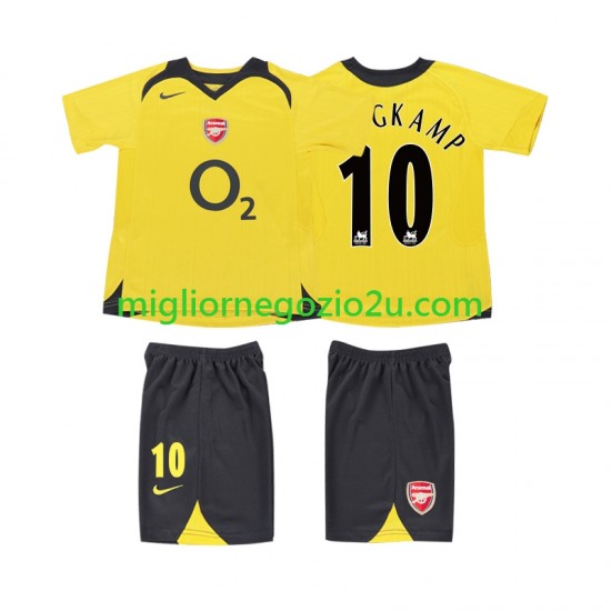 Maglia Arsenal BERGKAMP 10 2005 Retro Bambino Trasferta Divisa 2006 Manica Corta