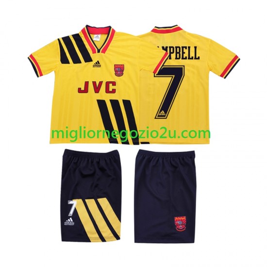 Maglia Arsenal CAMPBELL 7 1993 Retro Bambino Trasferta Divisa 1994 Manica Corta