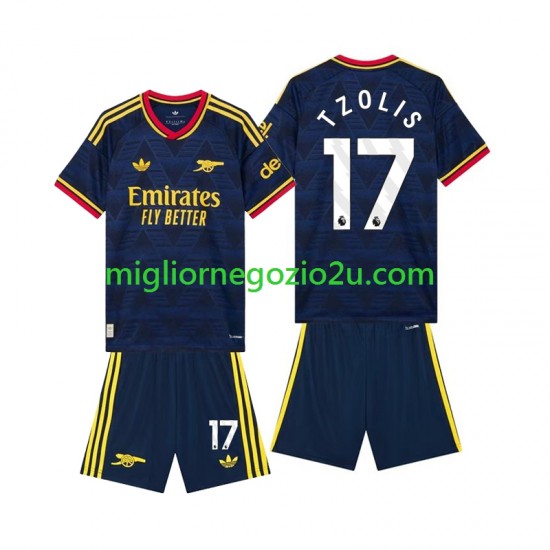 Maglia Arsenal Christos Tzolis 17 Bambino Trasferta Divisa 2026-2027 Manica Corta