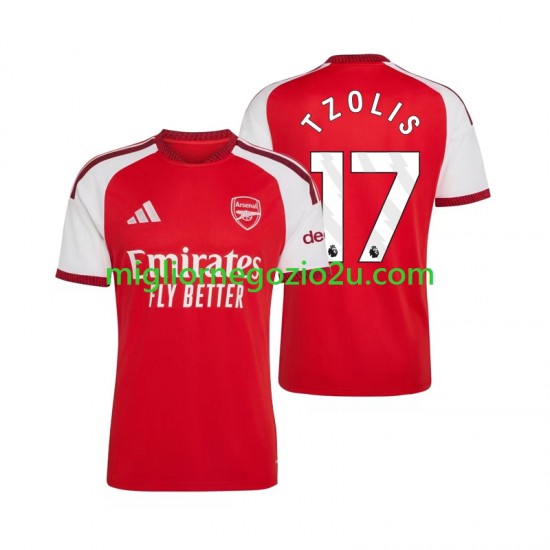 Maglia Arsenal Christos Tzolis 17 Uomo Casa Divisa 2026-2027 Manica Corta