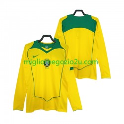 Maglia Brasile Retro Uomo Casa Divisa 2004 Manica Lunga