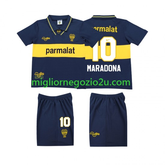Maglia CA Boca Juniors MARADONA 10 1993 1995 Retro Bambino Casa Divisa Manica Corta