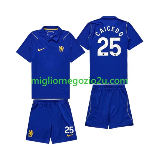 Maglia Chelsea Moises Caicedo 25 Bambino Casa Divisa 2026-2027 Manica Corta