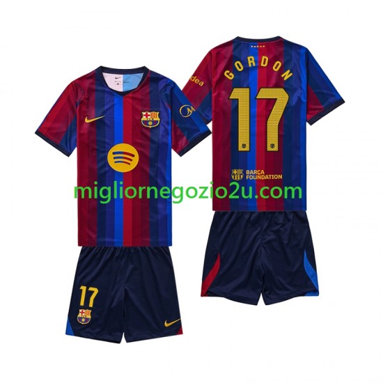 Maglia FC Barcelona Anthony Gordon 17 Bambino Casa Divisa 2026-2027 Manica Corta