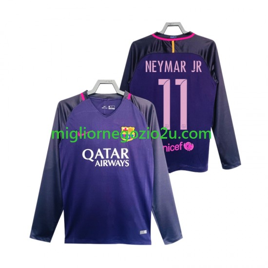 Maglia FC Barcelona Neymar JR 11 2016 2017 Retro Uomo Trasferta Divisa Manica Lunga