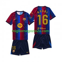 Maglia FC Barcelona Rodri 16 Bambino Casa Divisa 2026-2027 Manica Corta