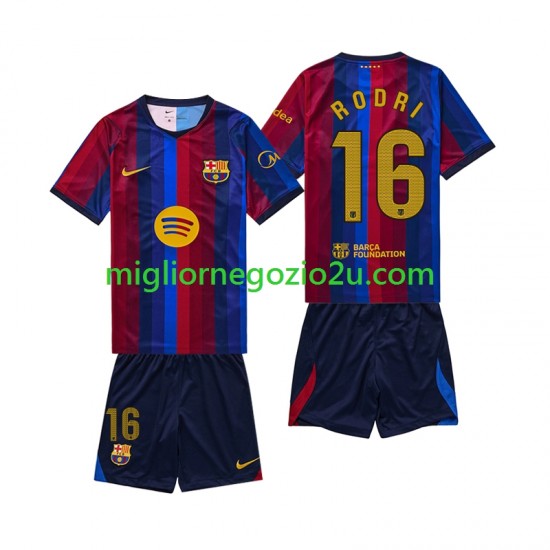 Maglia FC Barcelona Rodri 16 Bambino Casa Divisa 2026-2027 Manica Corta