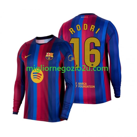 Maglia FC Barcelona Rodri 16 Uomo Casa Divisa 2026-2027 Manica Lunga