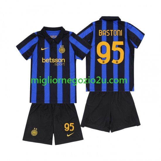 Maglia Inter Milan Alessandro Bastoni 95 Bambino Casa Divisa 2026-2027 Manica Corta