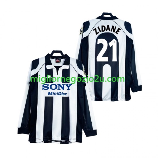 Maglia Juventus ZIDANE 21 1997 Retro Uomo Casa Divisa 1998 Manica Lunga