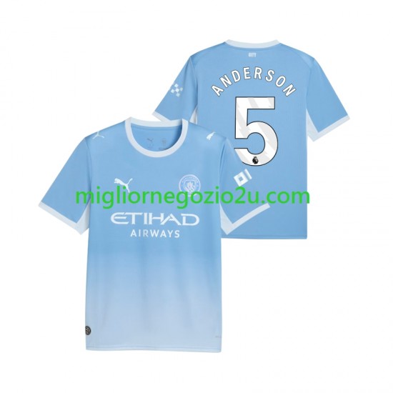 Maglia Manchester City Elliot Anderson 5 Uomo Casa Divisa 2026-2027 Manica Corta