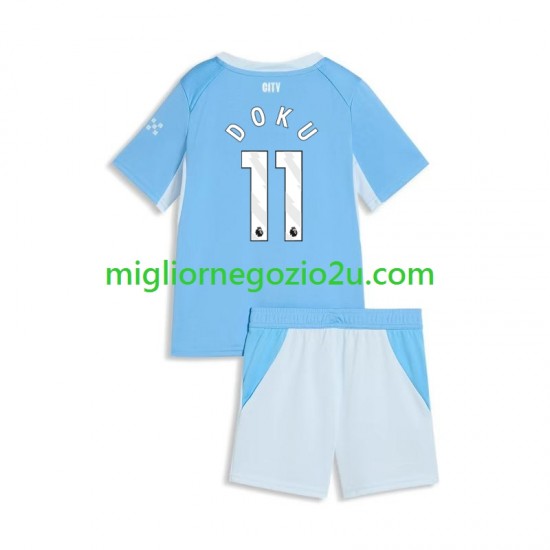 Maglia Manchester City Jeremy Doku 11 Bambino Casa Divisa 2026-2027 Manica Corta