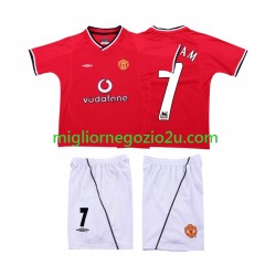 Maglia Manchester United BECKHAM 7 2000 Retro Bambino Casa Divisa 2002 Manica Corta