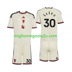 Maglia Manchester United Benjamin Sesko 30 Bambino Terza Divisa 2026-2027 Manica Corta