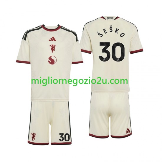 Maglia Manchester United Benjamin Sesko 30 Bambino Terza Divisa 2026-2027 Manica Corta