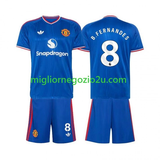 Maglia Manchester United Bruno Fernandes 8 Bambino Trasferta Divisa 2026-2027 Manica Corta