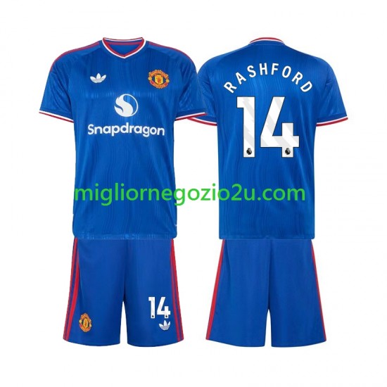 Maglia Manchester United Marcus Rashford 14 Bambino Trasferta Divisa 2026-2027 Manica Corta