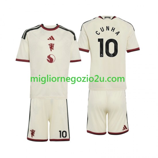 Maglia Manchester United Matheus Cunha 10 Bambino Terza Divisa 2026-2027 Manica Corta