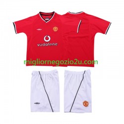 Maglia Manchester United 2000 Retro Bambino Casa Divisa 2002 Manica Corta