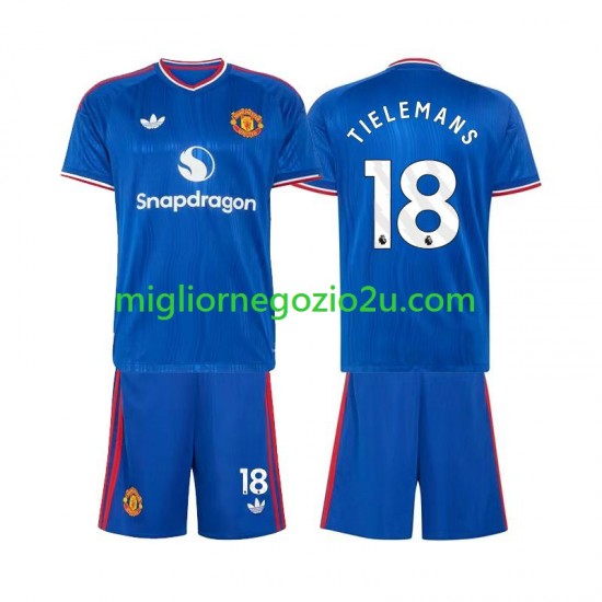 Maglia Manchester United Youri Tielemans 18 Bambino Trasferta Divisa 2026-2027 Manica Corta