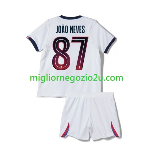 Maglia Paris Saint-Germain Joao Neves 87 Bambino Trasferta Divisa 2026-2027 Manica Corta