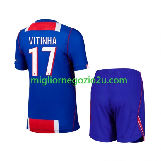 Maglia Paris Saint-Germain Vitinha 17 Bambino Casa Divisa 2026-2027 Manica Corta