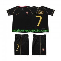 Maglia Portogallo FIGO 7 Retro Bambino Trasferta Divisa 2006 Manica Corta