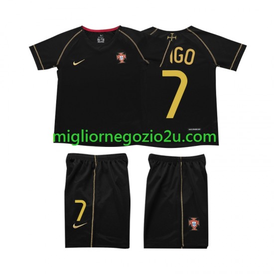 Maglia Portogallo FIGO 7 Retro Bambino Trasferta Divisa 2006 Manica Corta