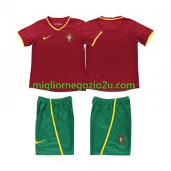 Maglia Portogallo Retro Bambino Casa Divisa 2002 Manica Corta