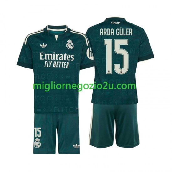 Maglia Real Madrid Arda Guler 15 Bambino Trasferta Divisa 2026-2027 Manica Corta