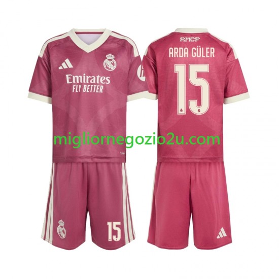 Maglia Real Madrid Arda Guler 15 Bambino Terza Divisa 2026-2027 Manica Corta