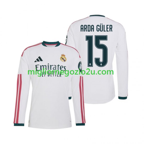 Maglia Real Madrid Arda Guler 15 Uomo Casa Divisa 2026-2027 Manica Lunga