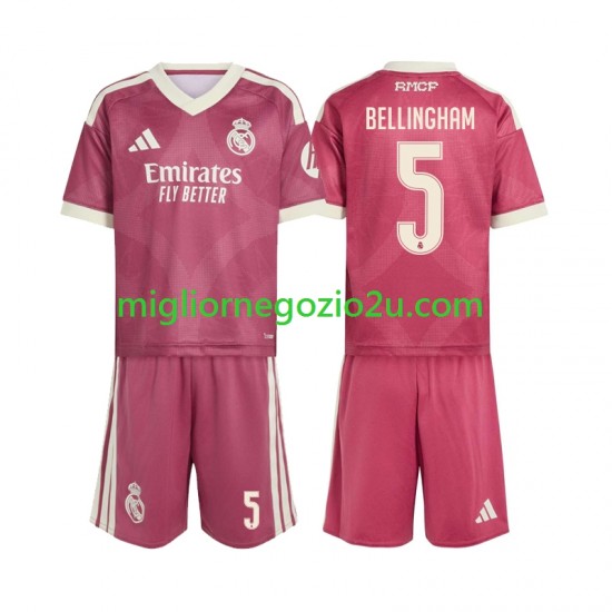Maglia Real Madrid Jude Bellingham 5 Bambino Terza Divisa 2026-2027 Manica Corta