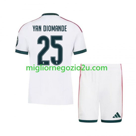 Maglia Real Madrid Yan Diomande 25 Bambino Casa Divisa 2026-2027 Manica Corta