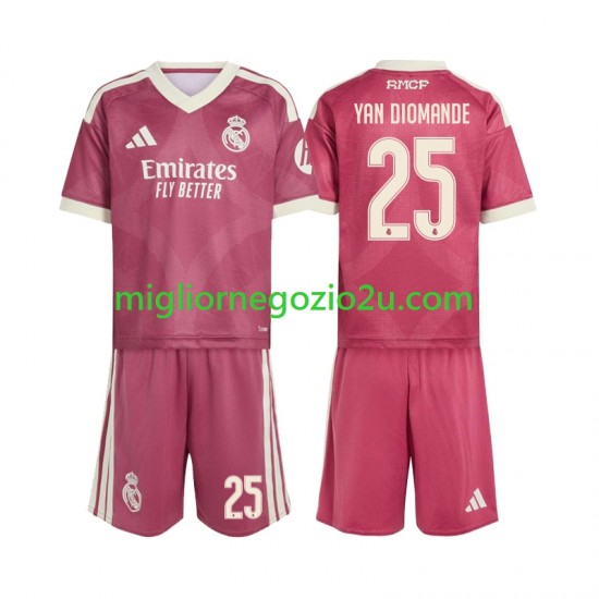 Maglia Real Madrid Yan Diomande 25 Bambino Terza Divisa 2026-2027 Manica Corta