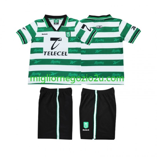Maglia Sporting CP 2000 Retro Bambino Casa Divisa 1999 Manica Corta