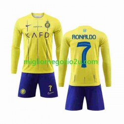 Maglia Al-Nassr Cristiano Ronaldo 7 Bambino Casa Divisa 2023-2024 Manica Lunga