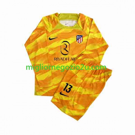 Maglia Atlético Madrid Jan Oblak 13 Orangecolor Portiere Bambino 2023-2024 Manica Lunga