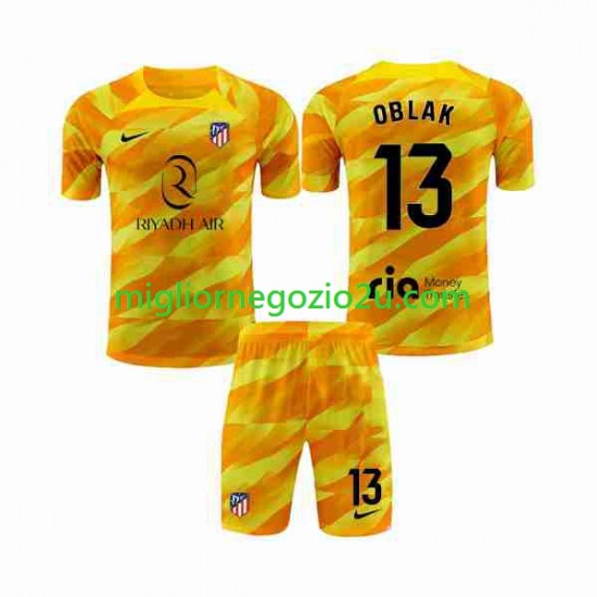 Maglia Atlético Madrid Jan Oblak 13 Orangecolor Portiere Bambino 2023-2024 Manica Corta