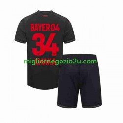 Maglia Bayer 04 Leverkusen Granit Xhaka 34 Bambino Casa Divisa 2023-2024 Manica Corta
