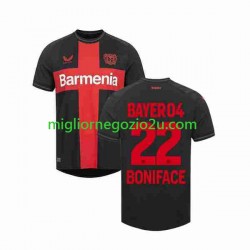 Maglia Bayer 04 Leverkusen Victor Boniface 22 Uomo Casa Divisa 2023-2024 Manica Corta