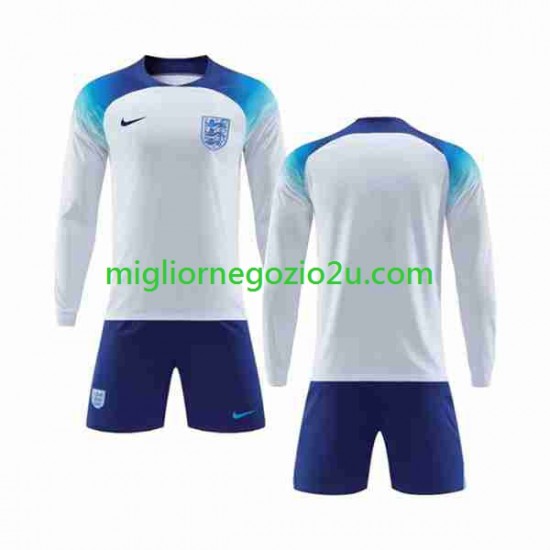 Maglia Inghilterra Bambino Casa Divisa Mondiali 2022 Manica Lunga
