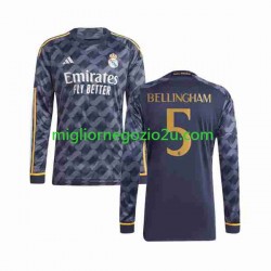 Maglia Real Madrid Jude Bellingham 5 Uomo Trasferta Divisa 2023-2024 Manica Lunga